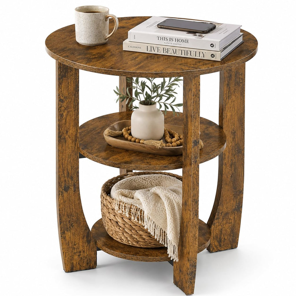 Rustic Brown 19.7 inch Round Side Table P798