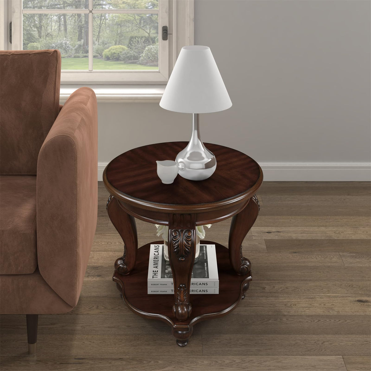 2 Tier Round Wood End Table P452909
