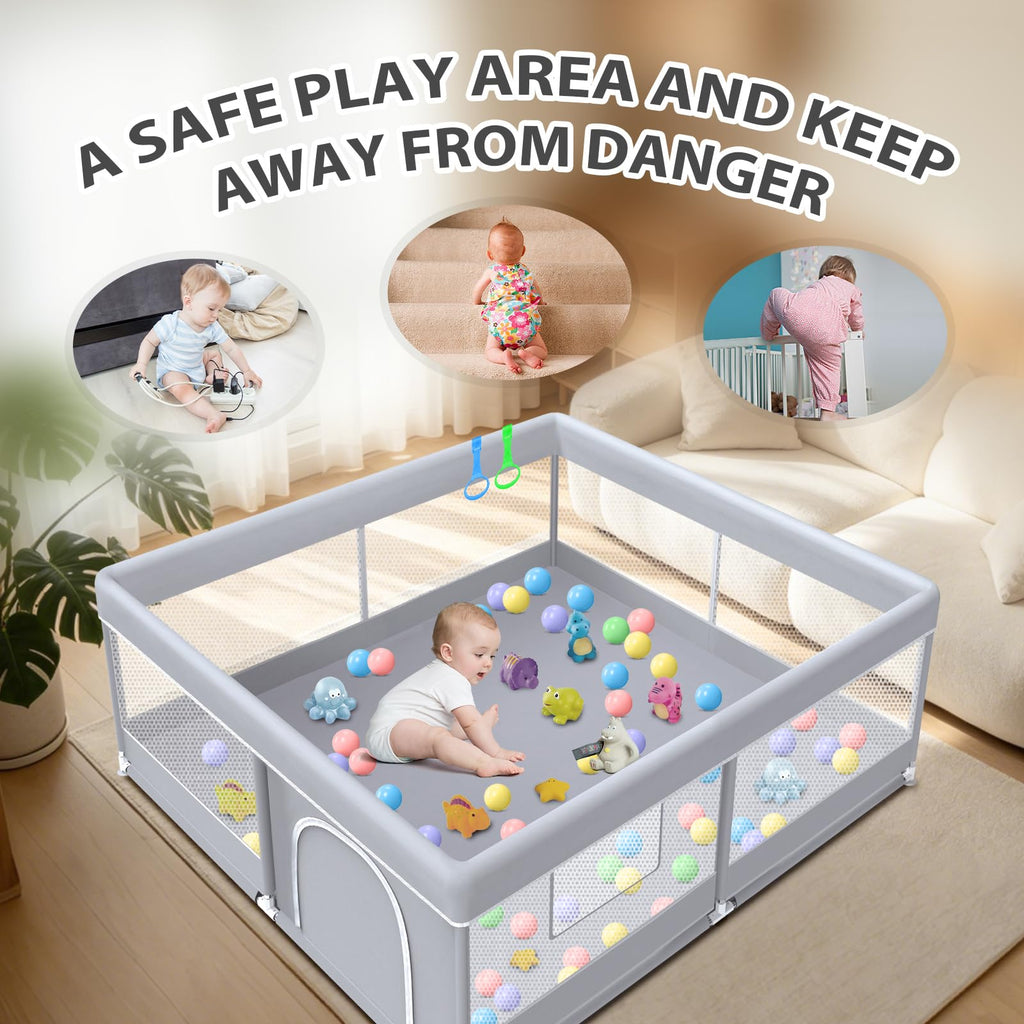 50 x 50 Inch Baby Playpen with Breathable Mesh U868648