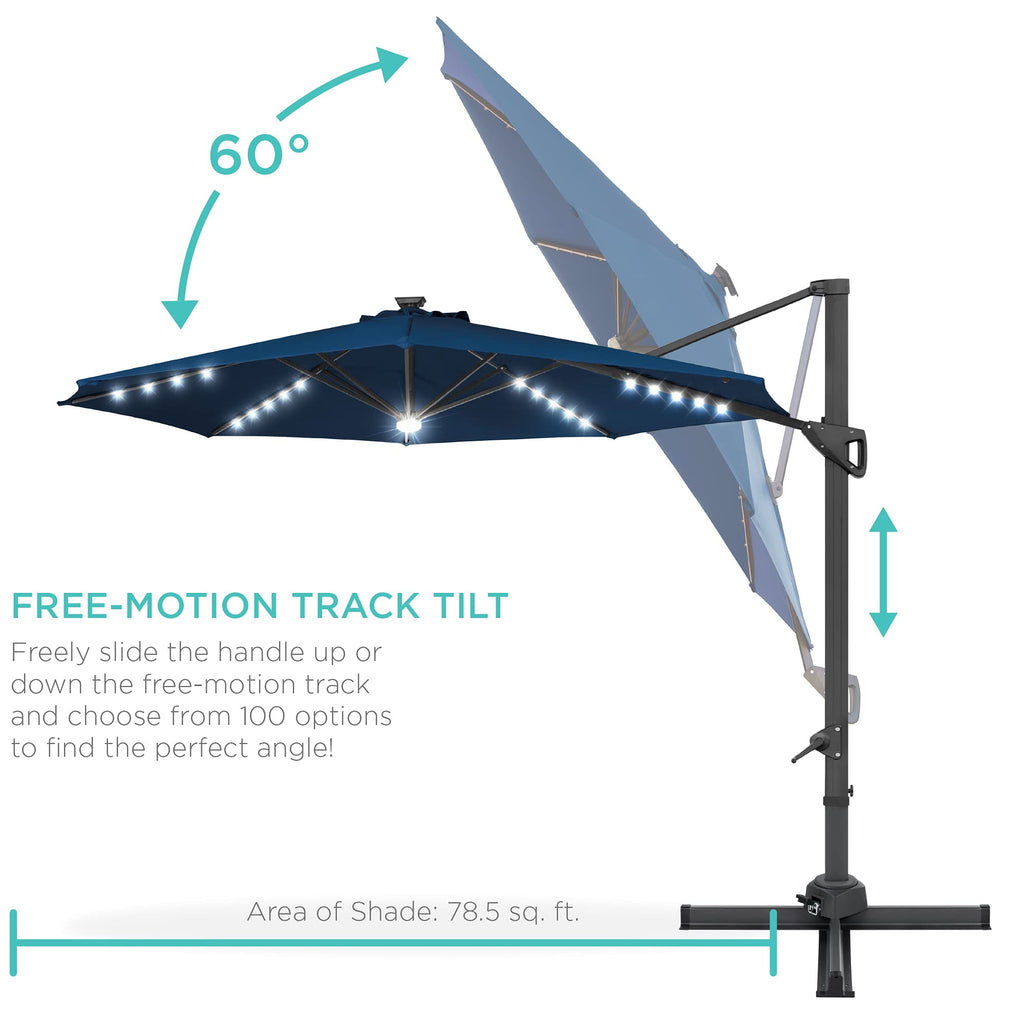 10ft Solar LED Cantilever Patio Umbrella Z9058