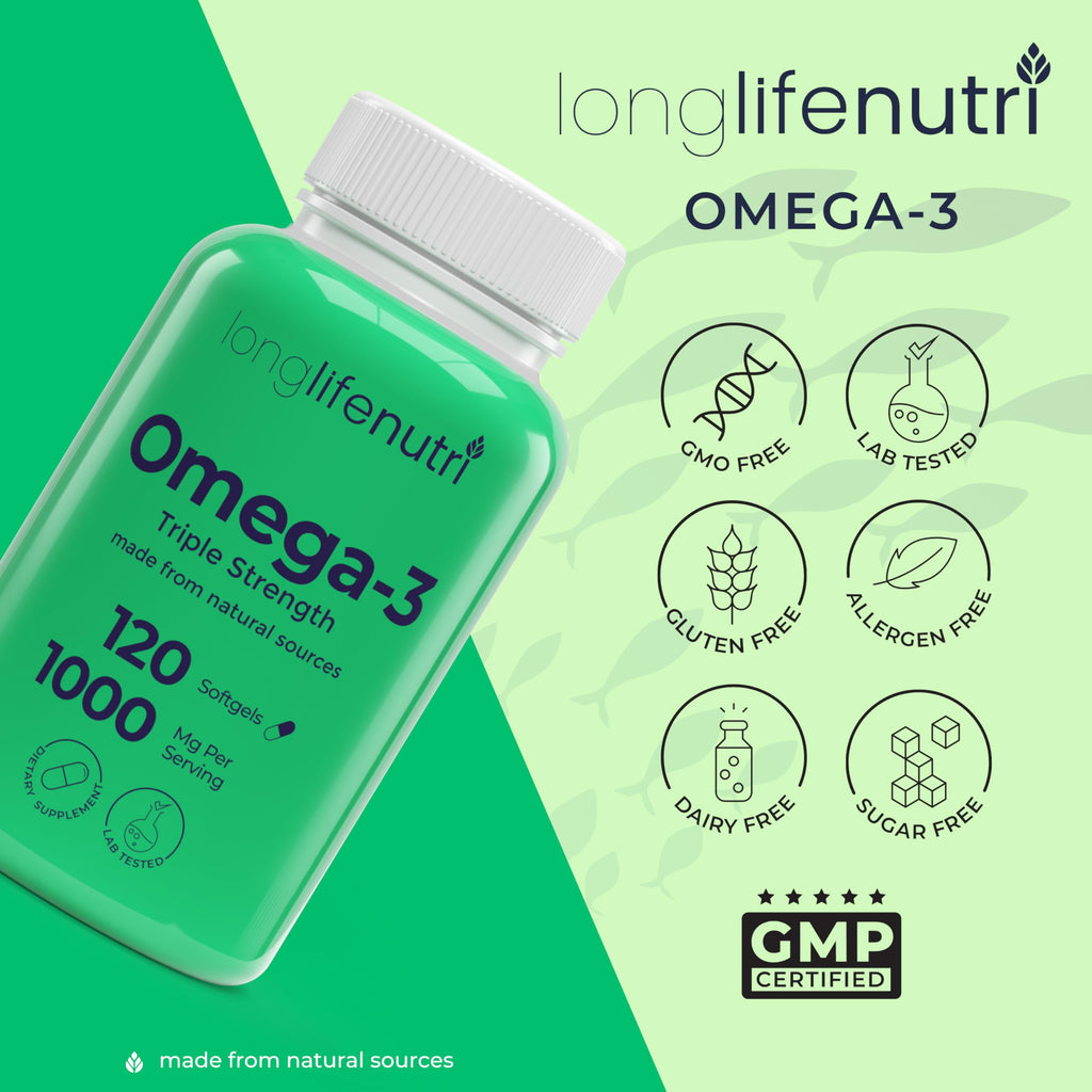 Omega 3 Fish Oil 1000mg EPA DHA 120 Softgels W30720