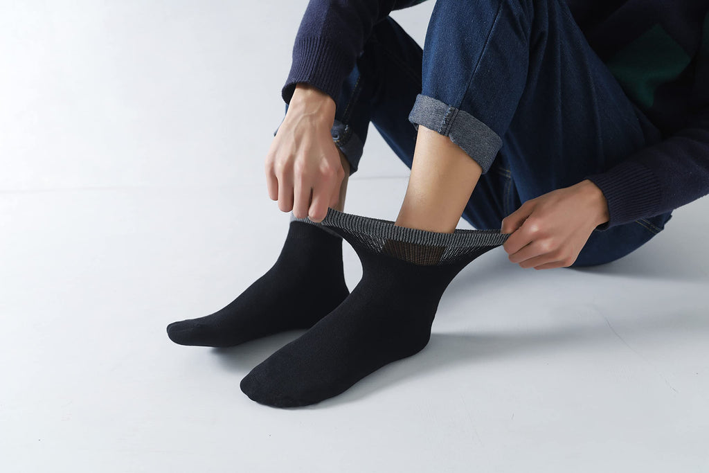 Men's Diabetic Ankle Socks with Seamless Toe, 6 Pairs L Size N7885