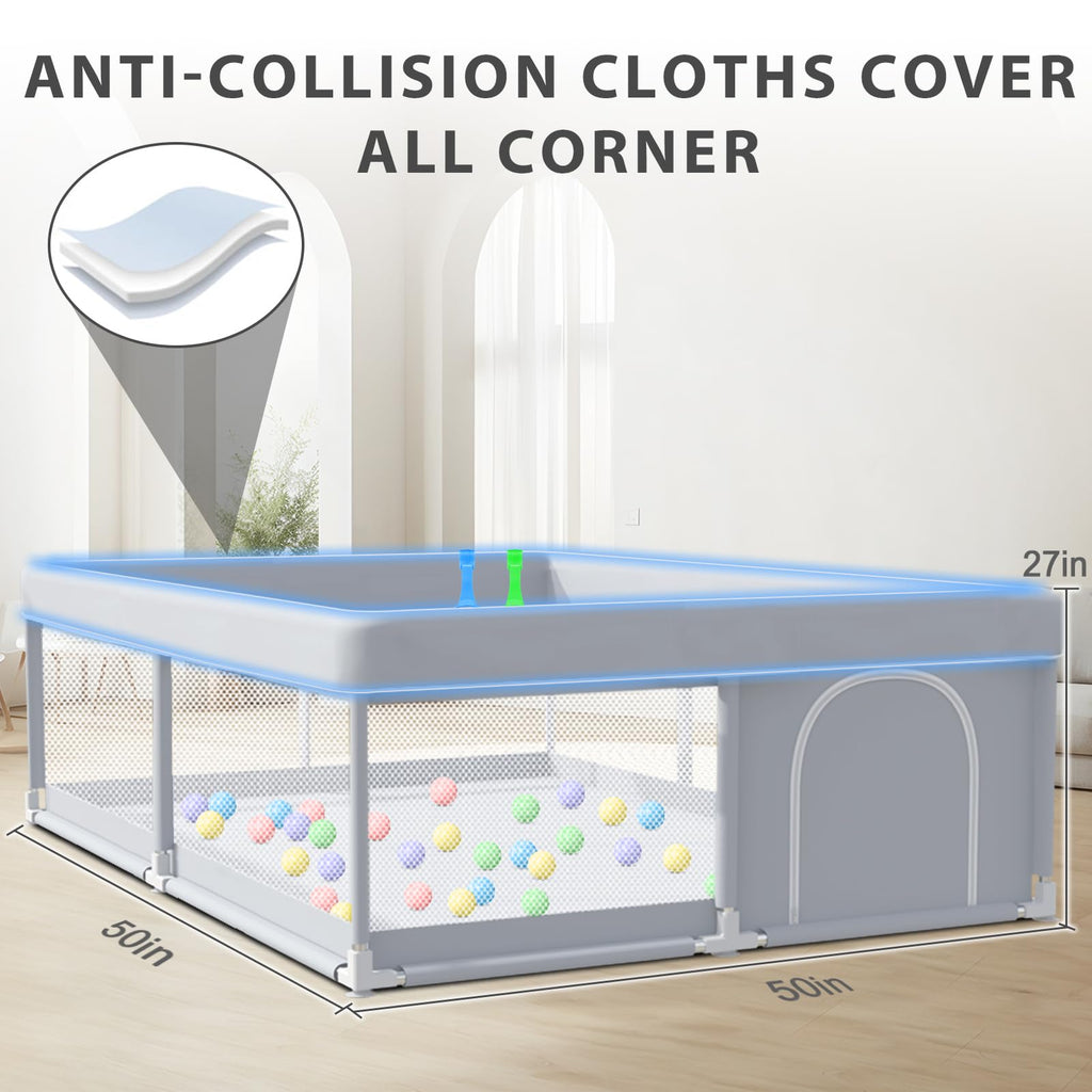 50 x 50 Inch Baby Playpen with Breathable Mesh U868648