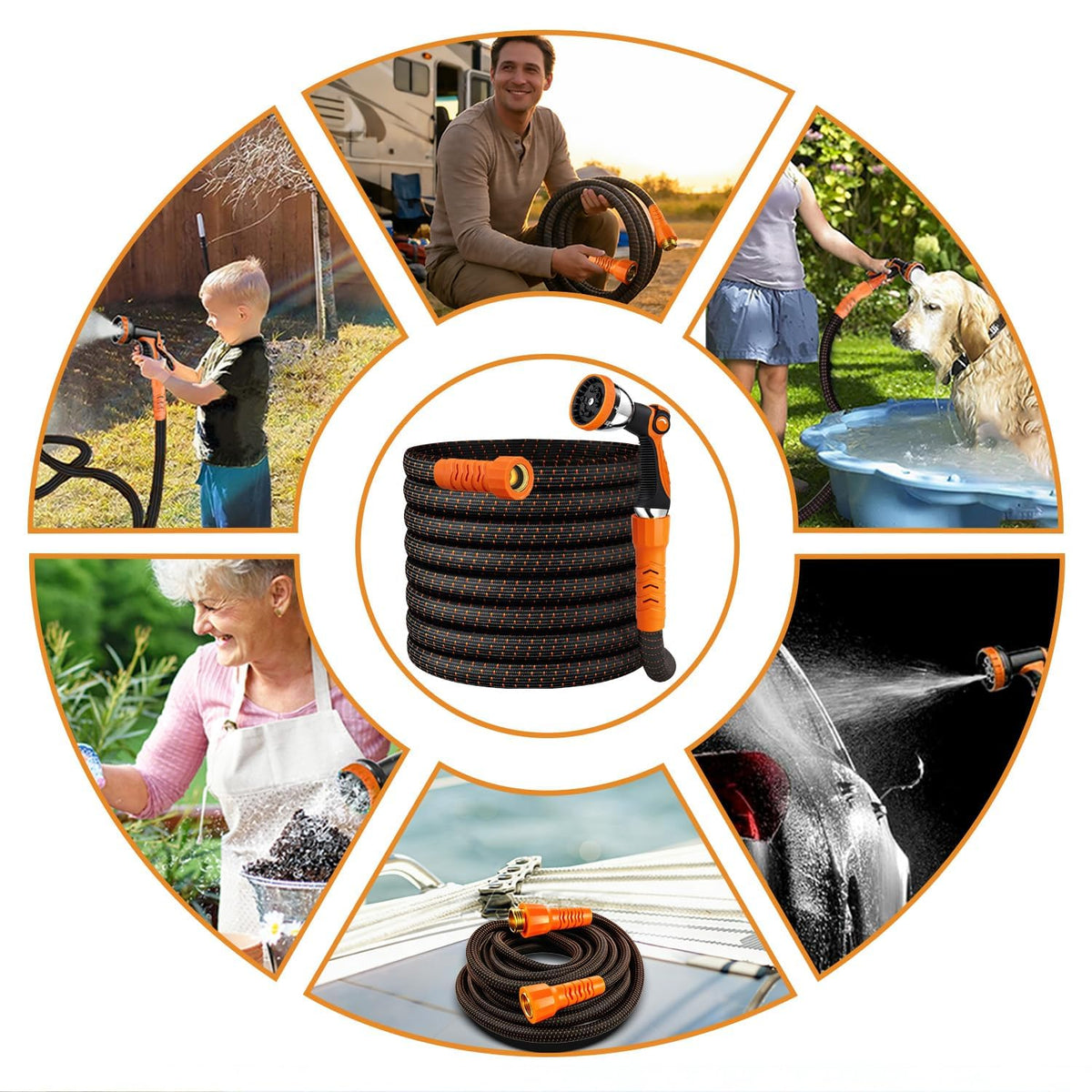 100FT Flexible Garden Hose with 10 Modes Nozzle I517