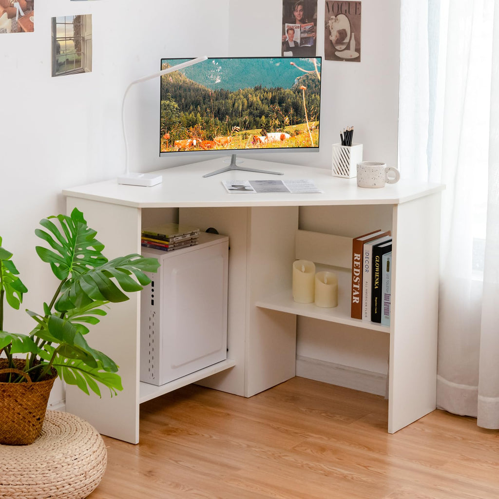 White Compact Corner Desk X3139
