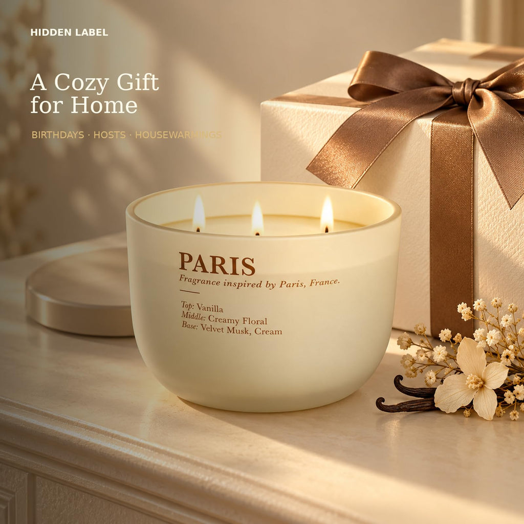 Vanilla Cream Scented Candle, 16 oz, 3-Wick Soy Wax A790840
