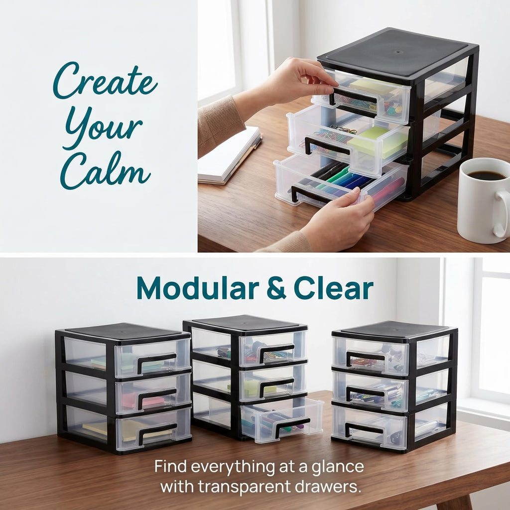 3 Drawer Plastic Desk Organizer K4957