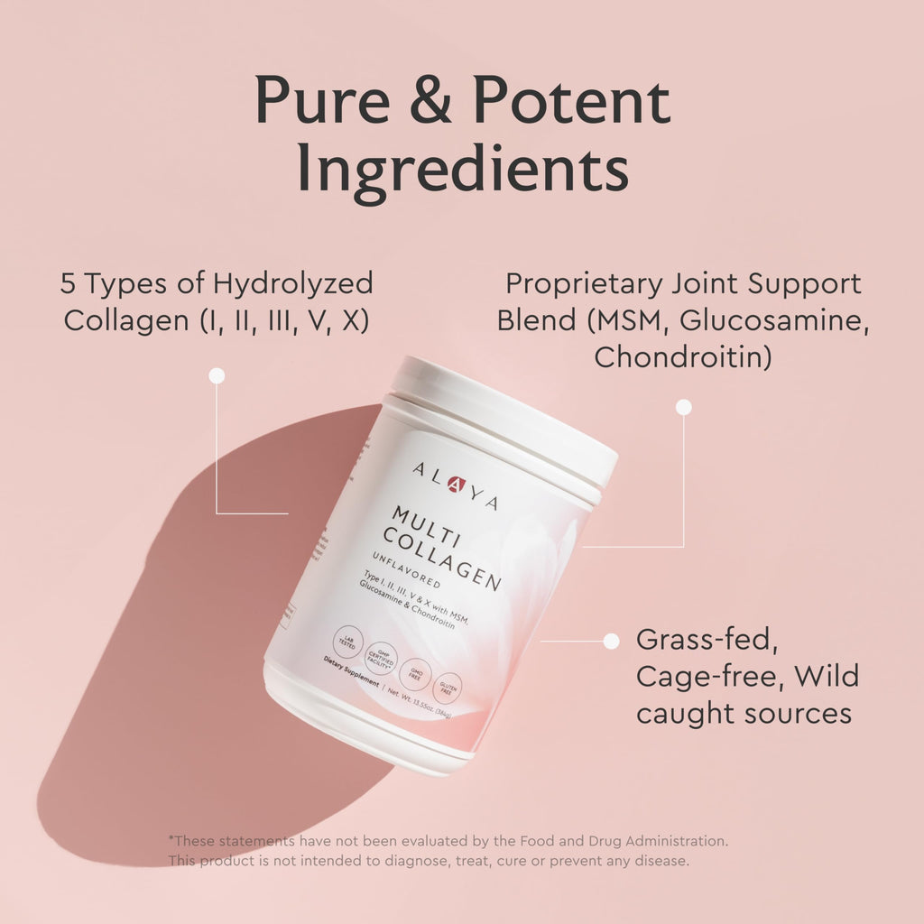 Multi Collagen Powder Type I II III V X Hydrolyzed Collagen Peptides MSM Unflavored 40 Servings V51719