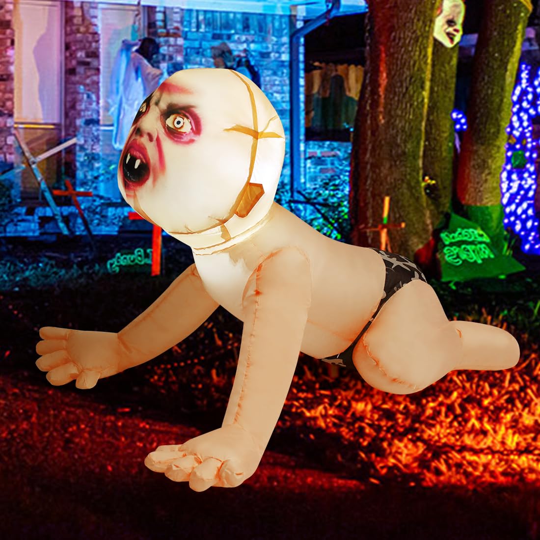 4 FT Inflatable Zombie with Built-in LEDs G489857
