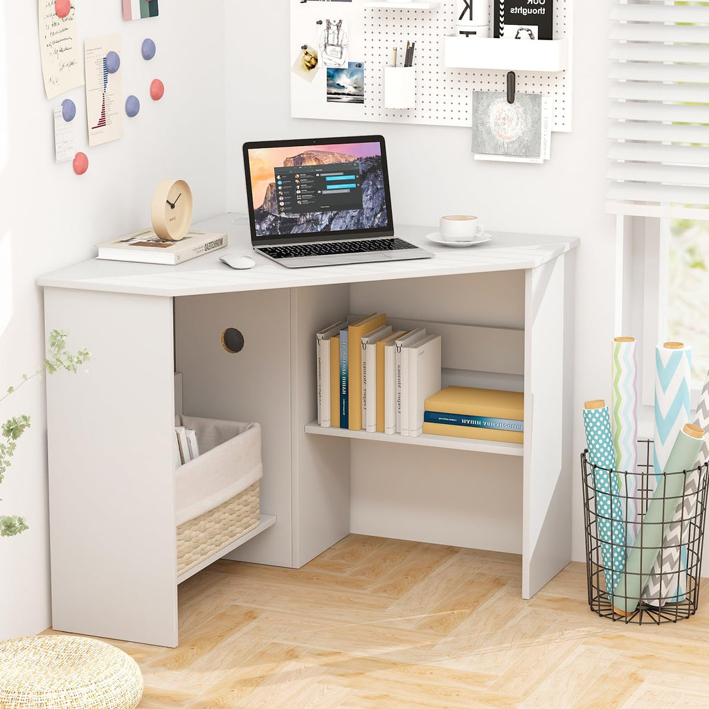 White Compact Corner Desk X3139