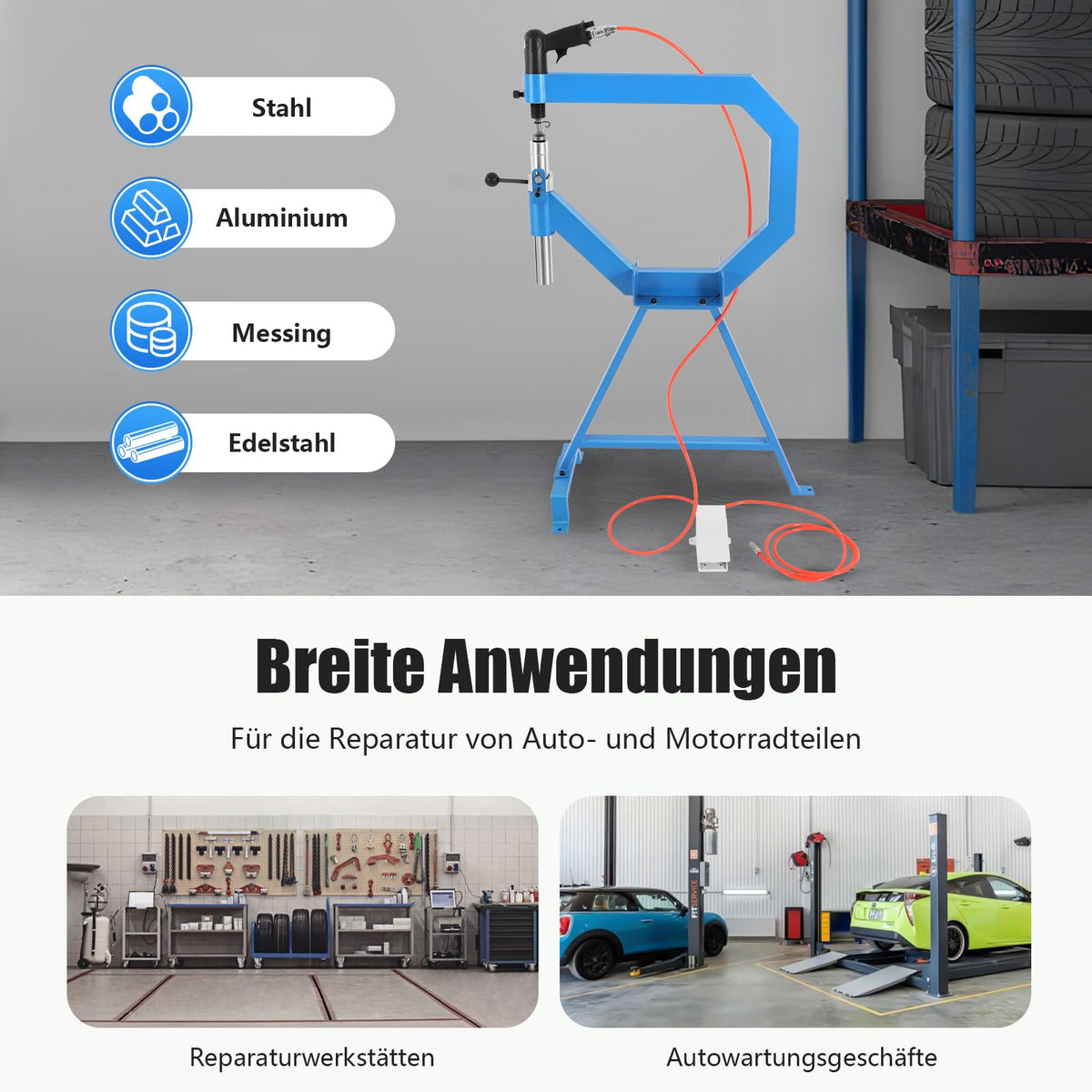 Pneumatic Planishing Hammer with 3 Anvils and Foot Pedal X896513