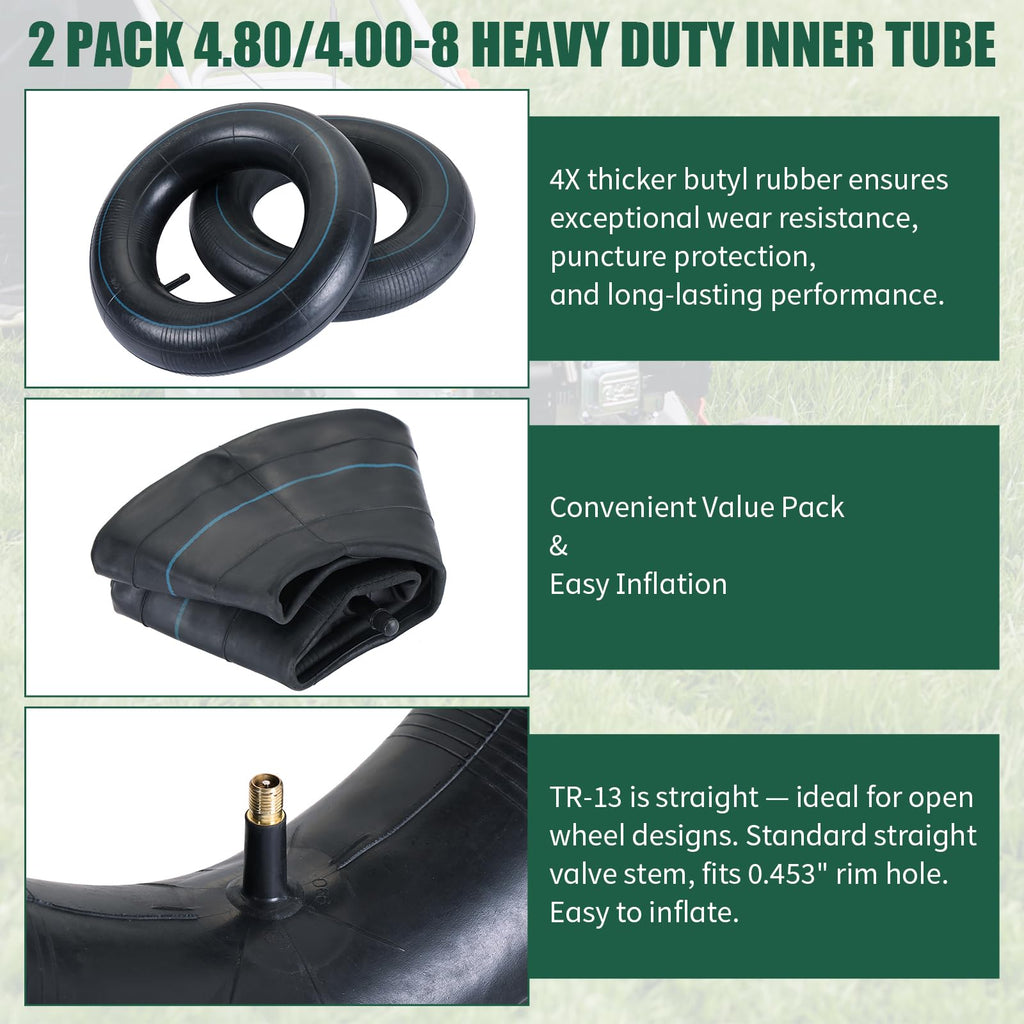 2Pcs 4.80/4.00-8 Inner Tubes with TR-13 Valve Stem J59126
