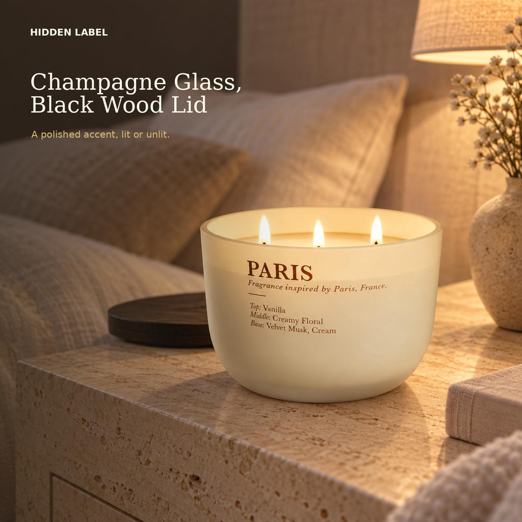 Vanilla Cream Scented Candle, 16 oz, 3-Wick Soy Wax A790840