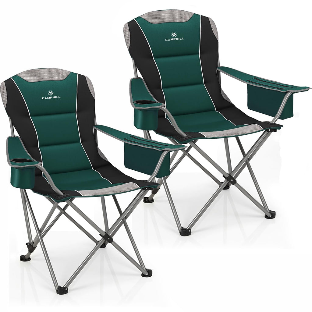 Oversized Folding Camping Chair with Cup Holder, 2 Pack W3972