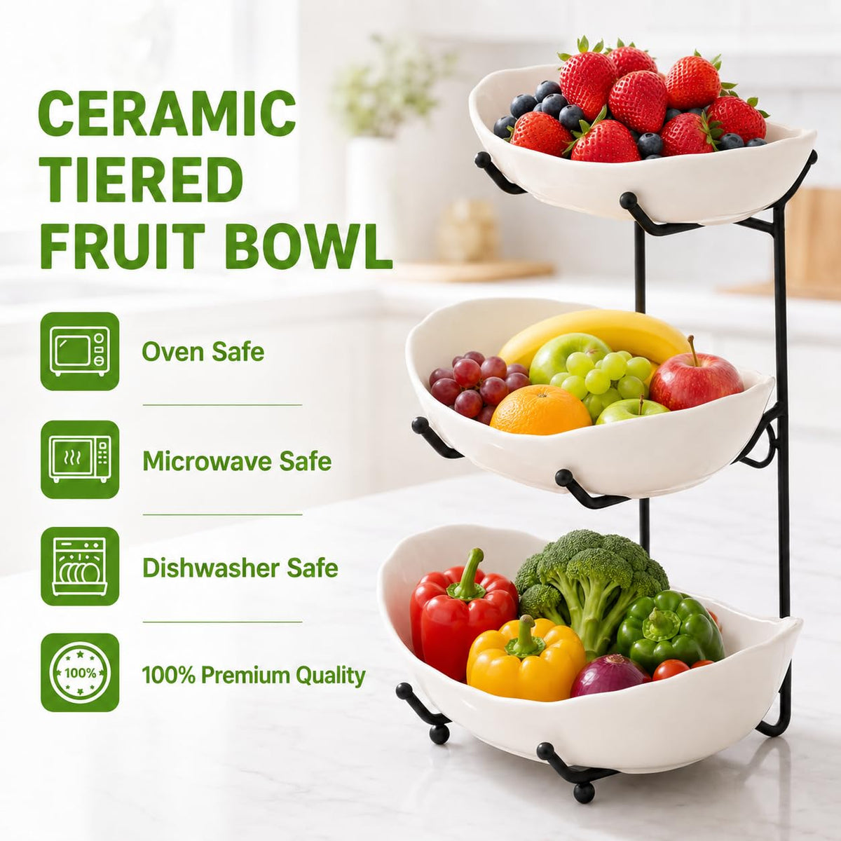 3 Tier Ceramic Fruit Bowl M79867