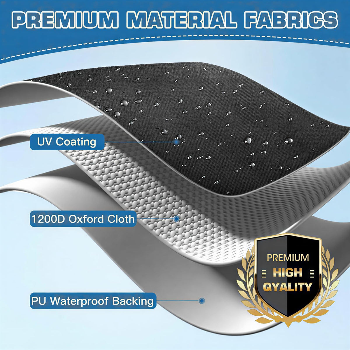 1200D Heavy Duty Waterproof Boat Cover 14-16ft Black P180221