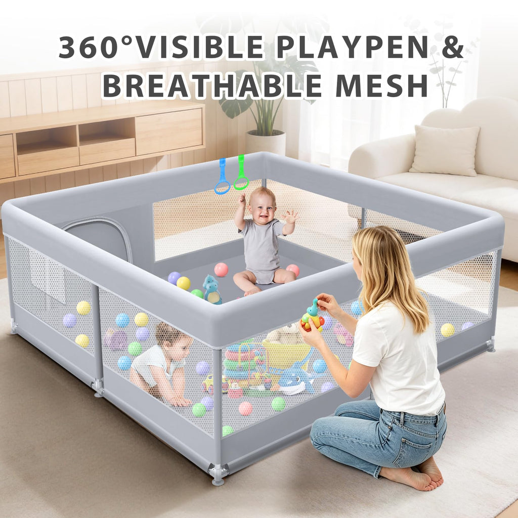 50 x 50 Inch Baby Playpen with Breathable Mesh U868648