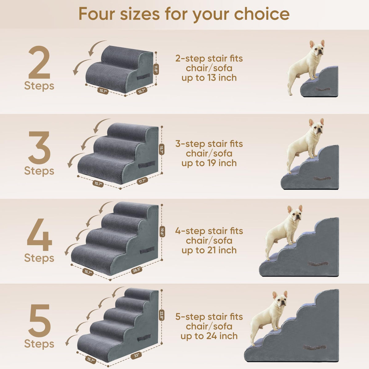 4-Step Grey Pet Stairs X45816