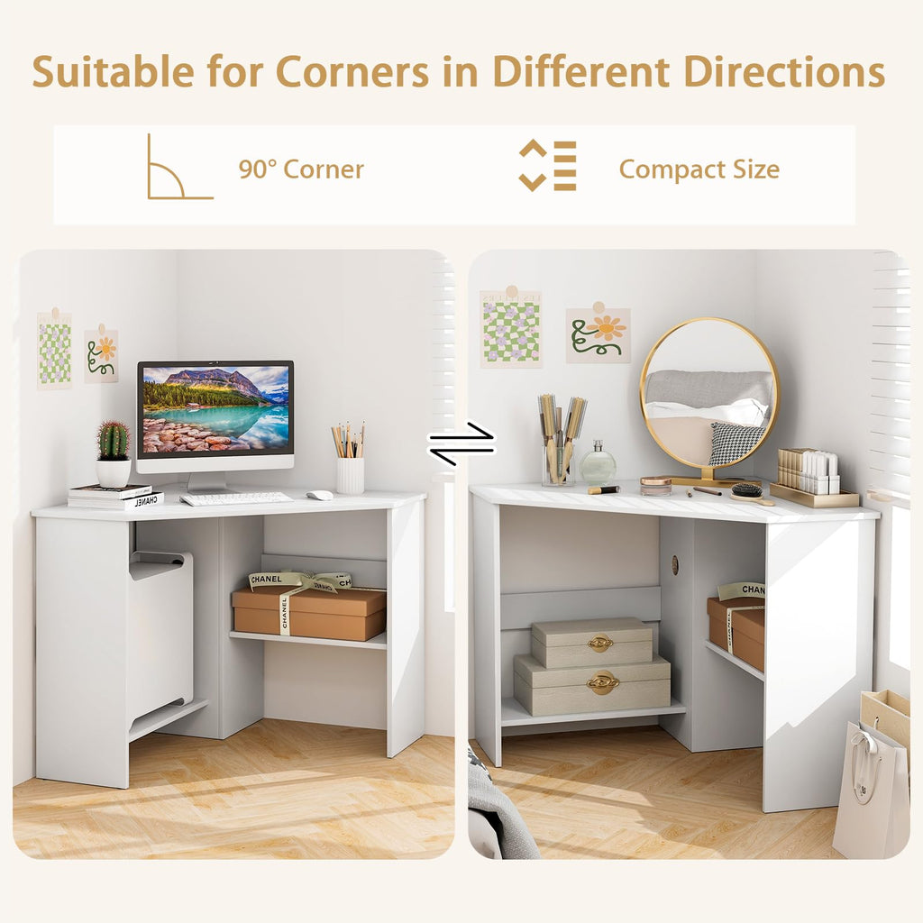 White Compact Corner Desk X3139