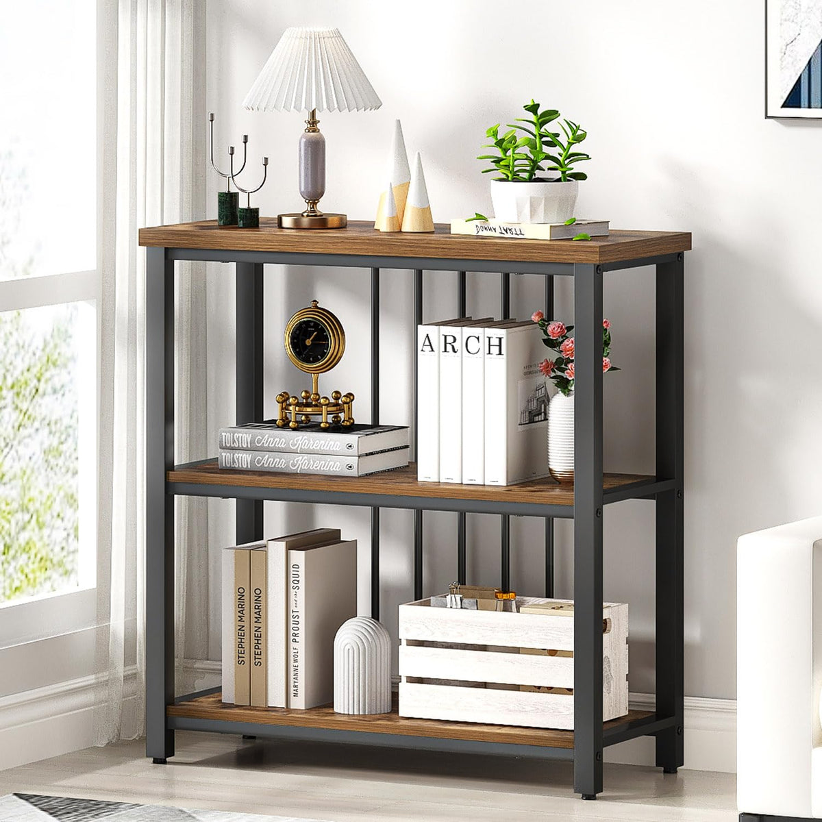 3 Tier Wood and Metal Bookshelf Z43223