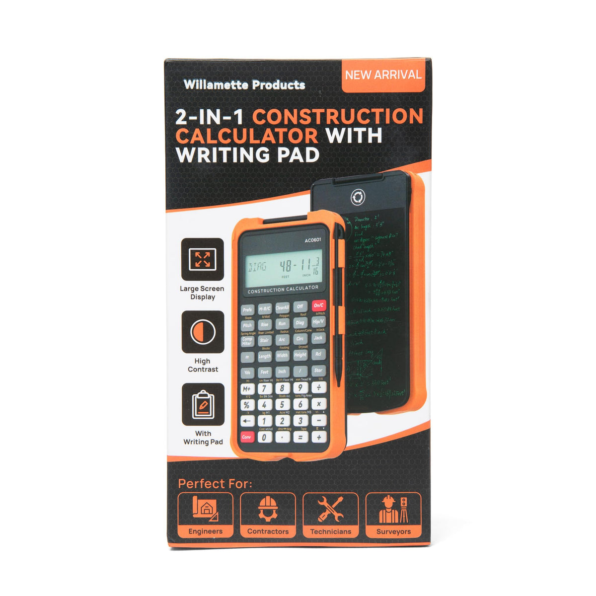 Construction Calculator with Writing Tablet, Feet Inch Fraction J466