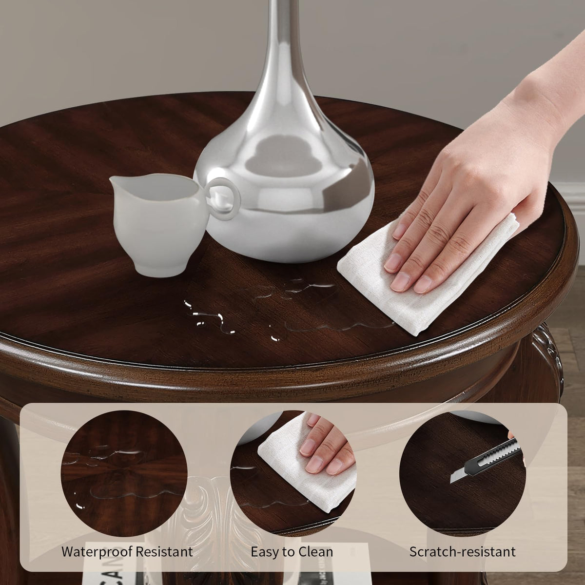 2 Tier Round Wood End Table P452909