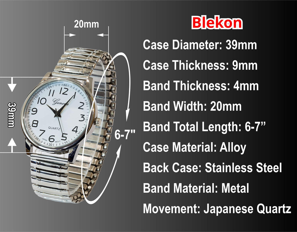 Large Face Easy to Read 40mm Japanese Quartz Stretch Band Watch G170311