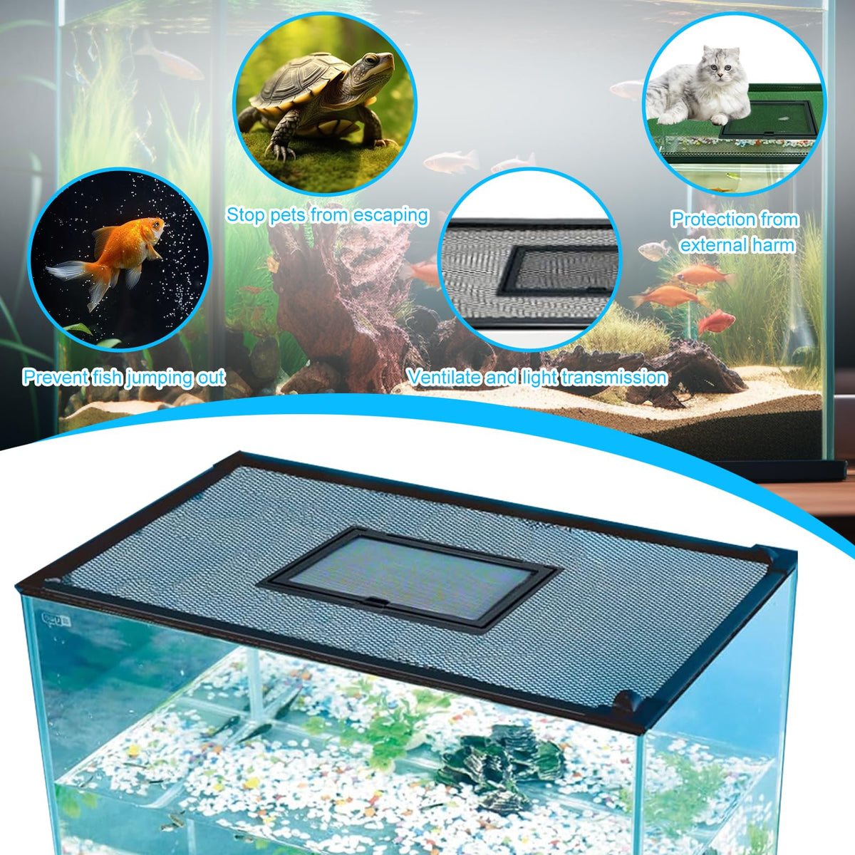 Magnetic Aquarium Net Cover with Feeding Window G219