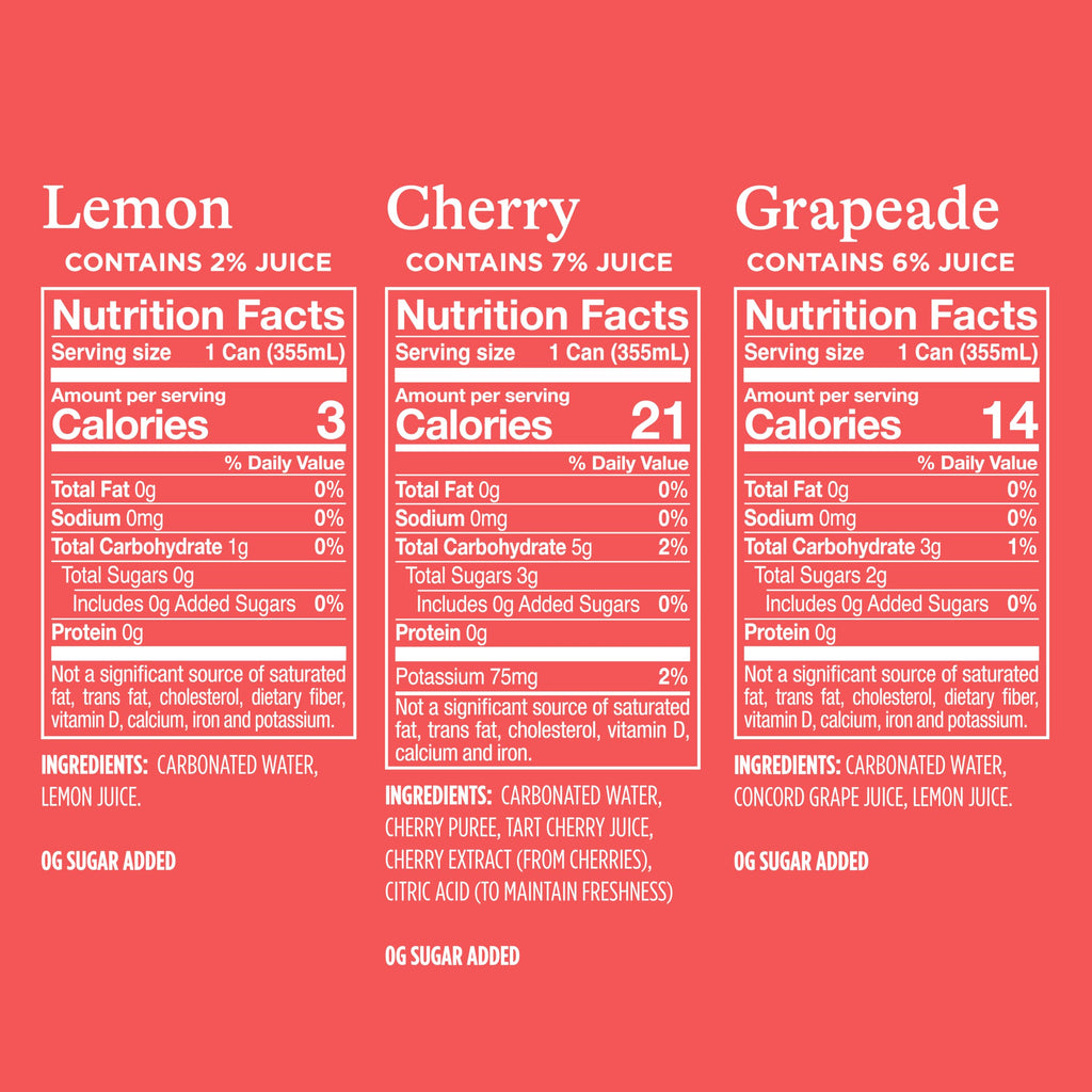 Sparkling Water Variety Pack 12 Fl Oz Cans Pack of 24 T262