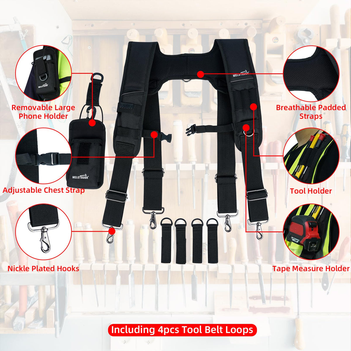 Tool Belt Suspenders Padded Work Suspension Rig O49259
