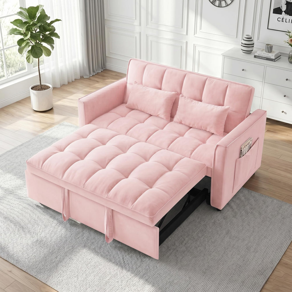 Pink Velvet 3-in-1 Sofa Bed U44801