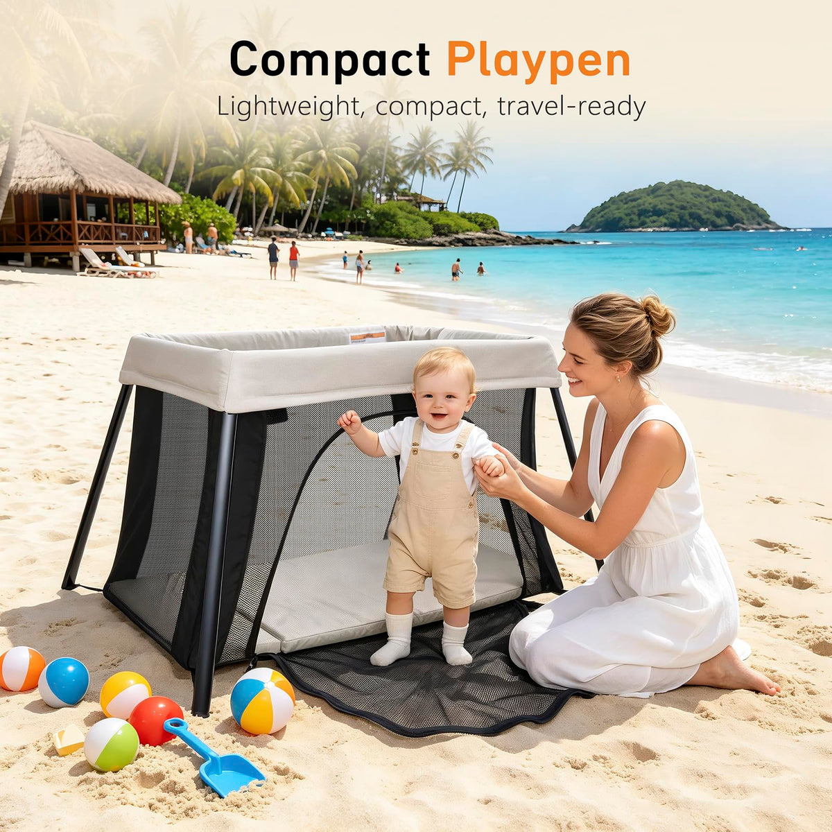 Beige Portable Travel Bassinet T3114