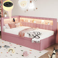 Twin Size Linen Fabric Daybed with Trundle and USB Ports W805377