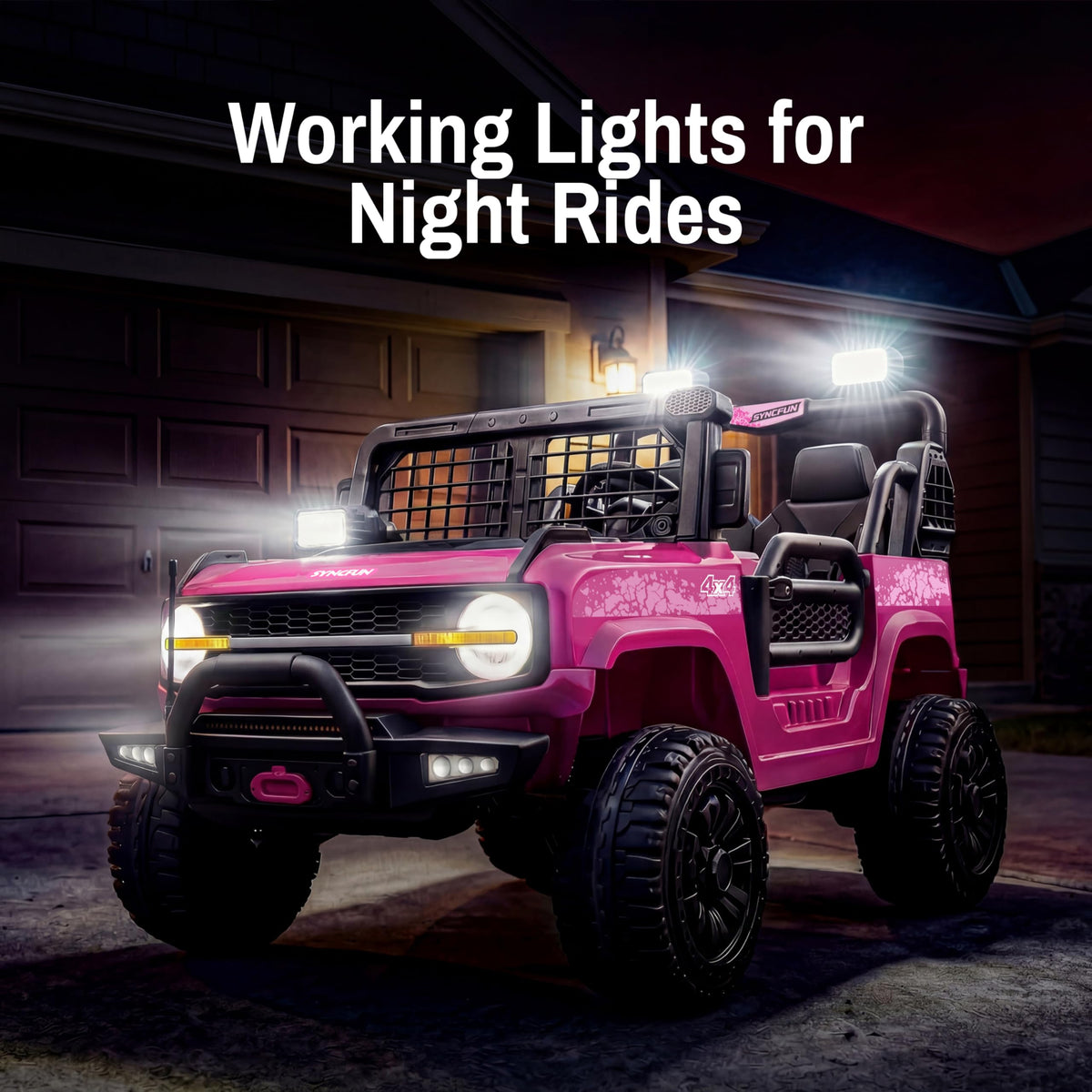 24V 2 Seater Ride On Car with Remote Control, 3 Speed Settings, All-Terrain Tires, LED Lights & Bluetooth Music, Up to 132 lbs, Pink I9669