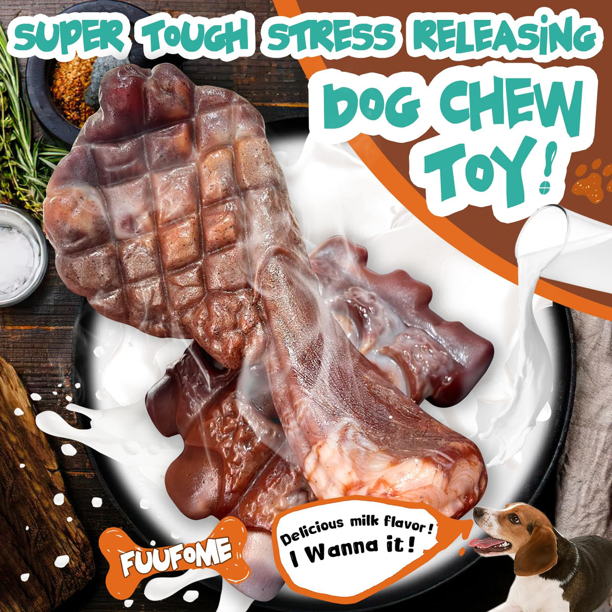 Tough Dog Chew Toys, 2 Pack Hard Nylon Bone I79034