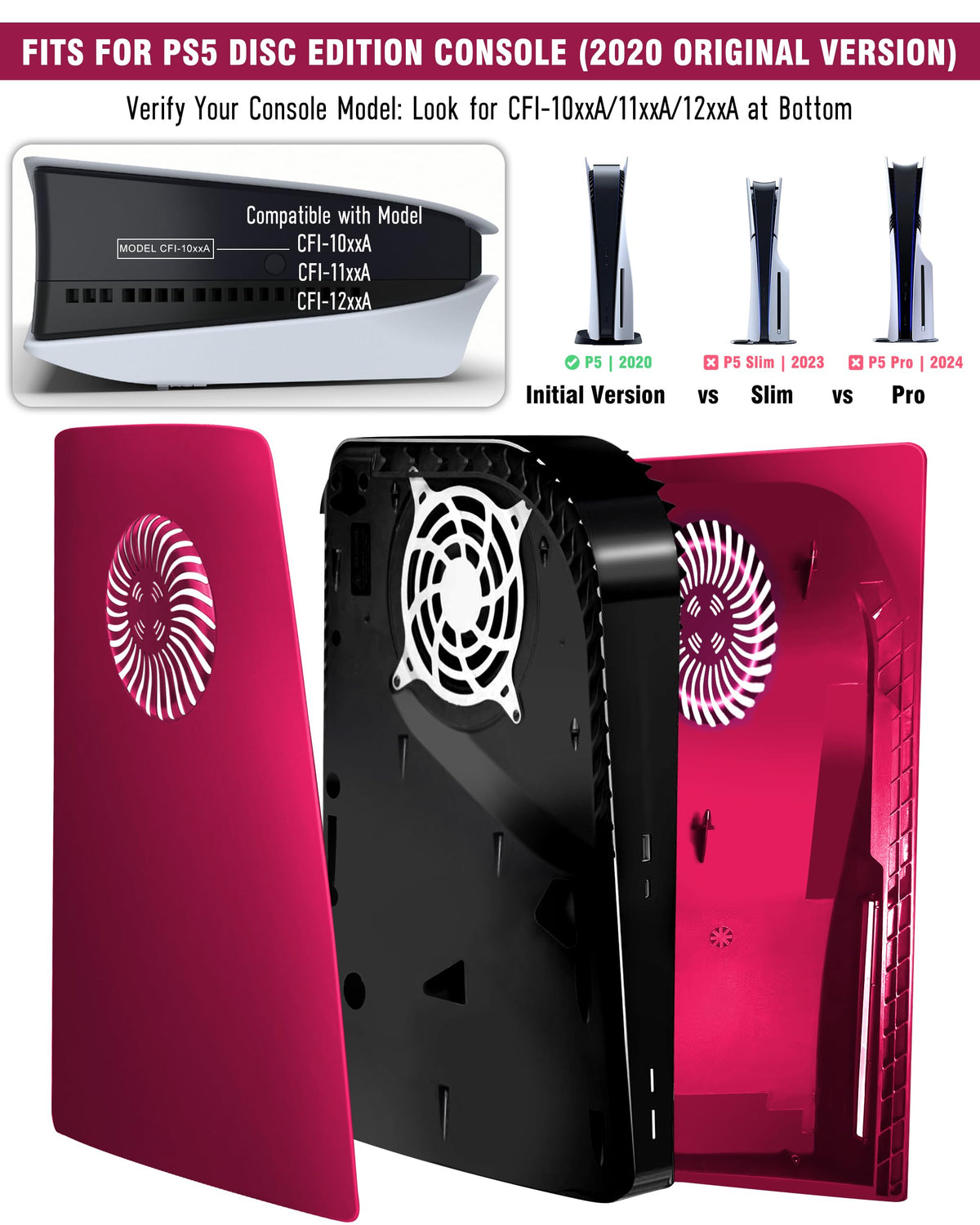 Cosmic Red Vented Faceplate for PS5 Disc Edition R966
