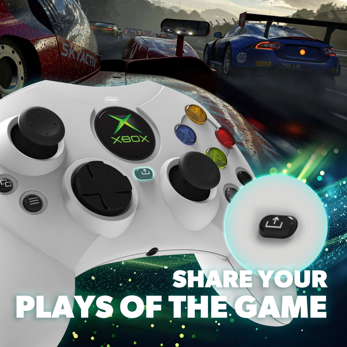 White Wired Controller with Hall Effect Joysticks, Audio Jack, Impulse Triggers M653