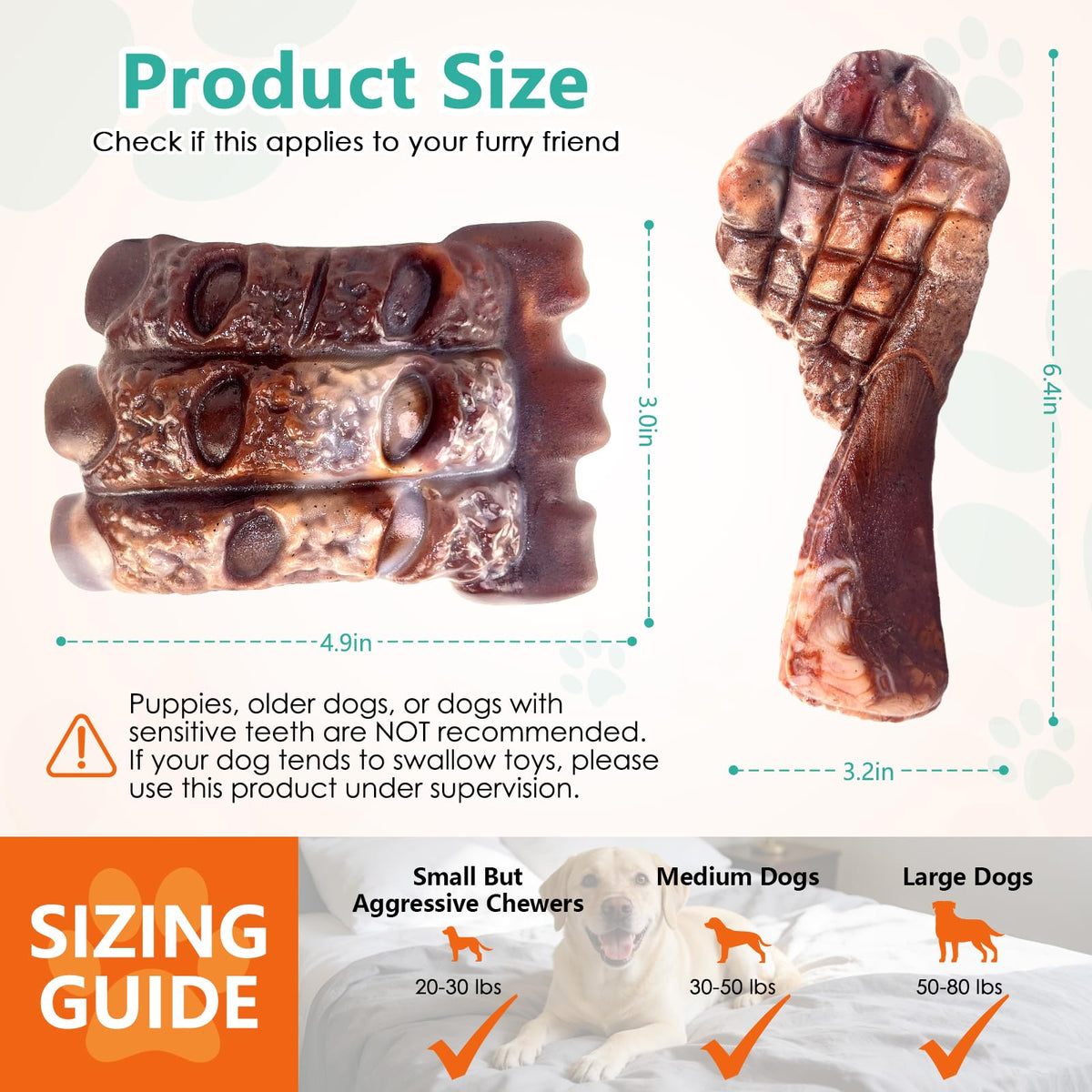 Tough Dog Chew Toys, 2 Pack Hard Nylon Bone I79034