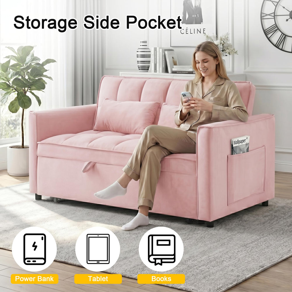 Pink Velvet 3-in-1 Sofa Bed U44801