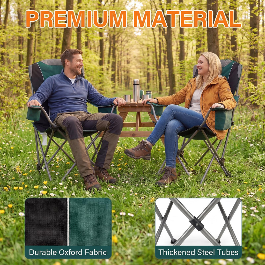 Oversized Folding Camping Chair with Cup Holder, 2 Pack W3972