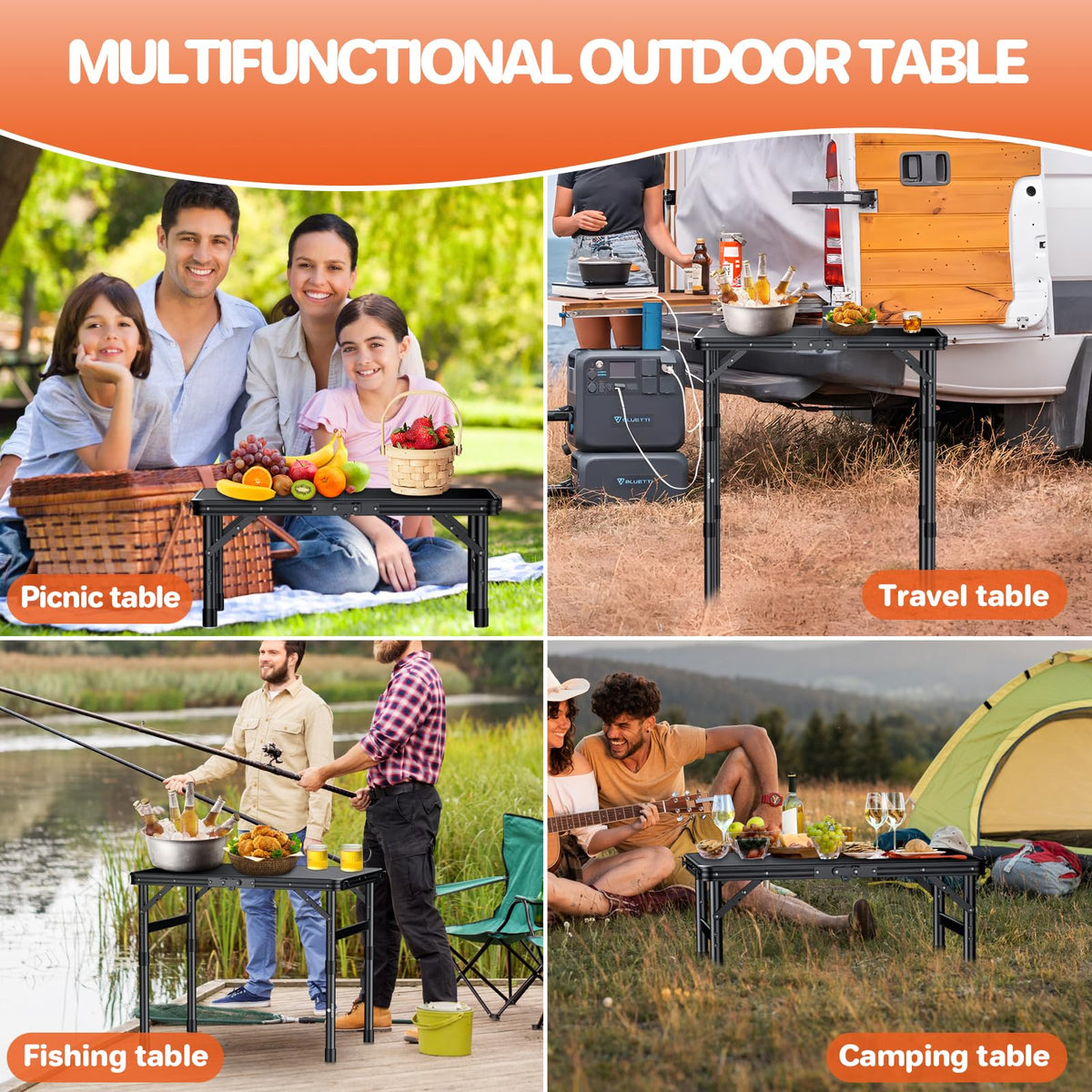 Waterproof Camping Tables with Plastic Tabletop M710
