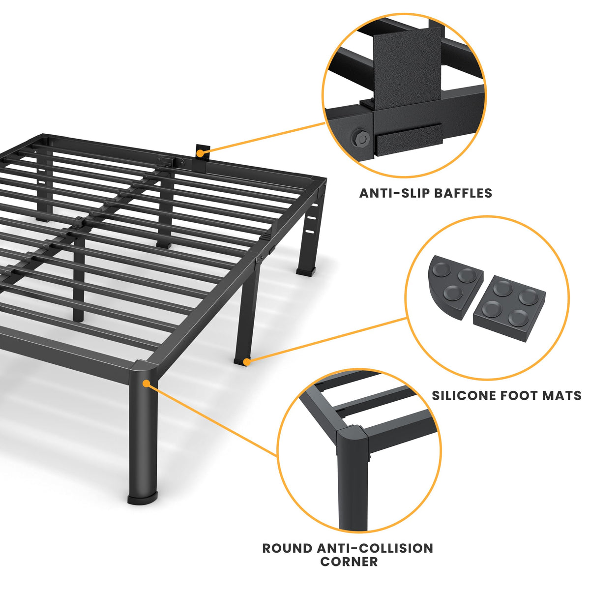 18 Inch Queen Size Metal Platform Bed Frame C98303