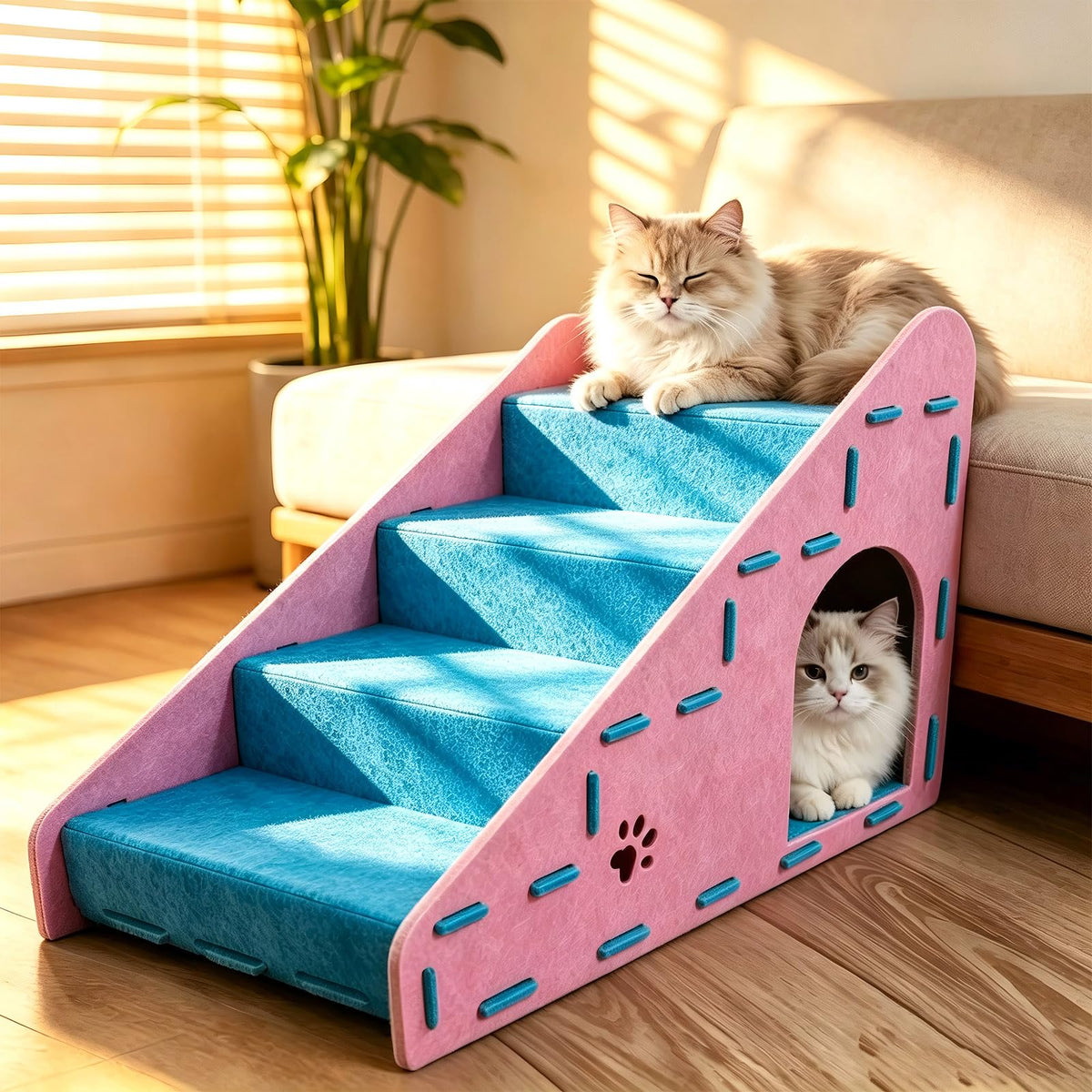 Felt 4-Step Foldable Pet Stairs W33145
