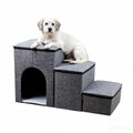 Foldable 3-Step Pet Stairs with Storage & Cat House D33977