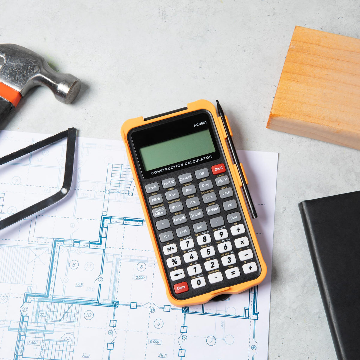 Construction Calculator with Writing Tablet, Feet Inch Fraction J466