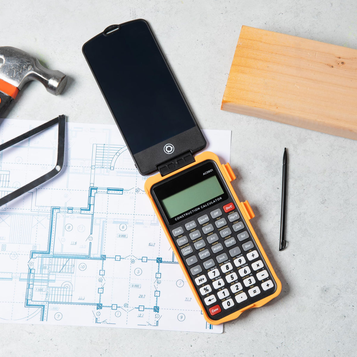 Construction Calculator with Writing Tablet, Feet Inch Fraction J466
