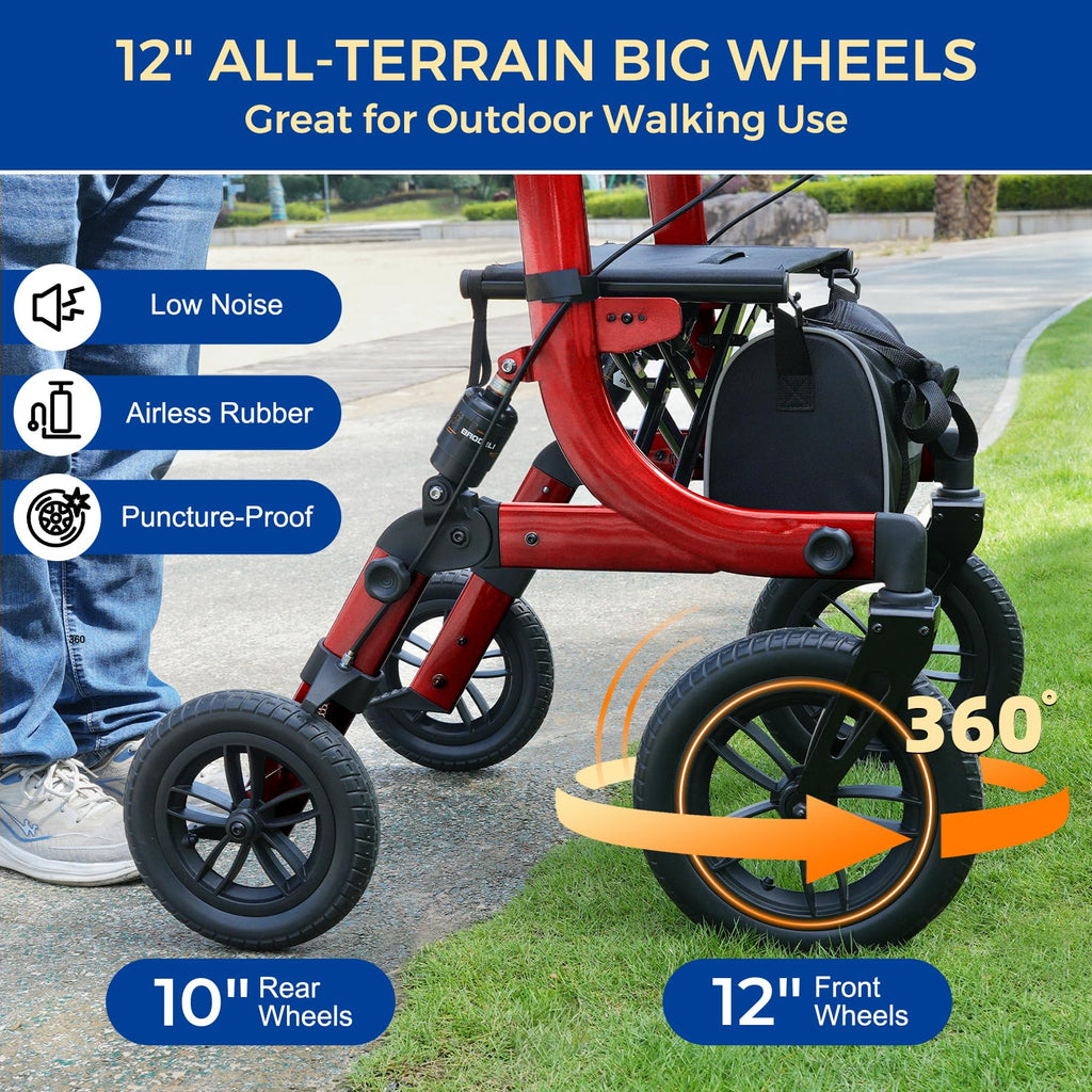 Outdoor Rollator Walkers with 12" Front Wheels F47545