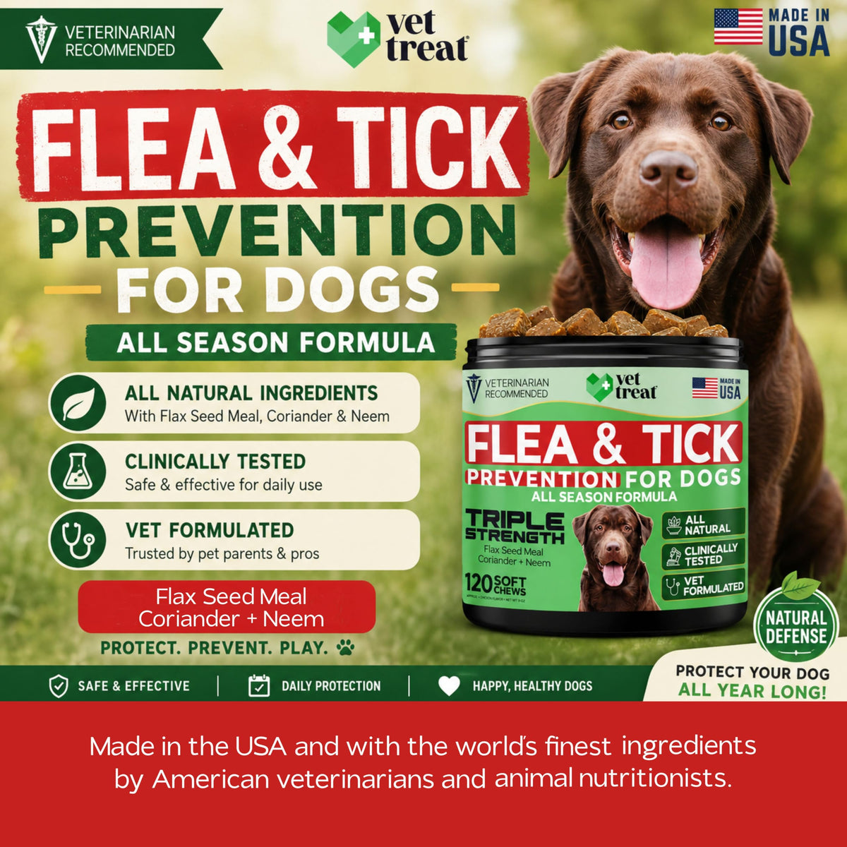 Flea and Tick Chewables for Dogs Chicken 120 Soft Treats Z278