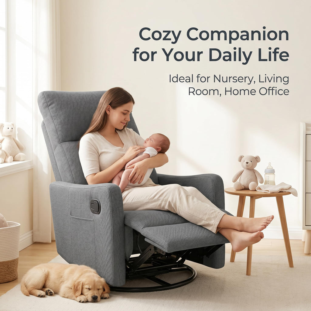 Dark Gray Swivel Rocker Recliner Chair X1826