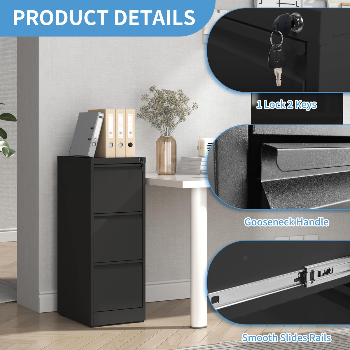 3 Drawer Metal File Cabinet with Lock J71488